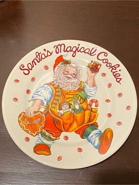 Santa's Magical Cookies Christmas Plate Vintage Sakura Stoneware Cheryl Johnson